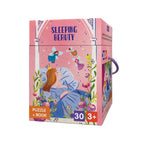Sleeping Beauty 30 parça puzzle ve hikaye kitabı seti, pembe saplı kutu