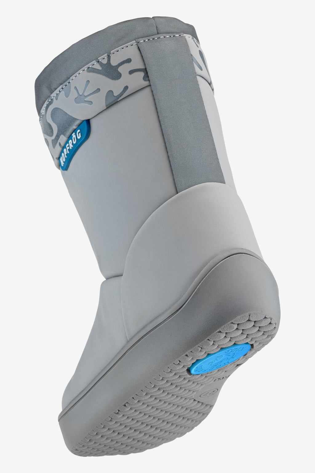 Hopfrög Rain Boots süper mat gri çocuk yağmur botu, kaymaz taban ve sıcak astarlı iç yapı