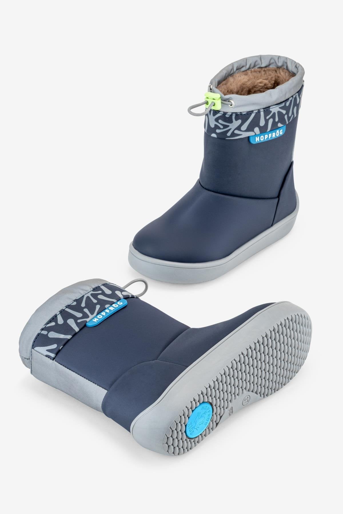 Hopfrög Rain Boots mat lacivert çocuk botu yan görünüm, suya dayanıklı dış yüzey ve esnek yapı