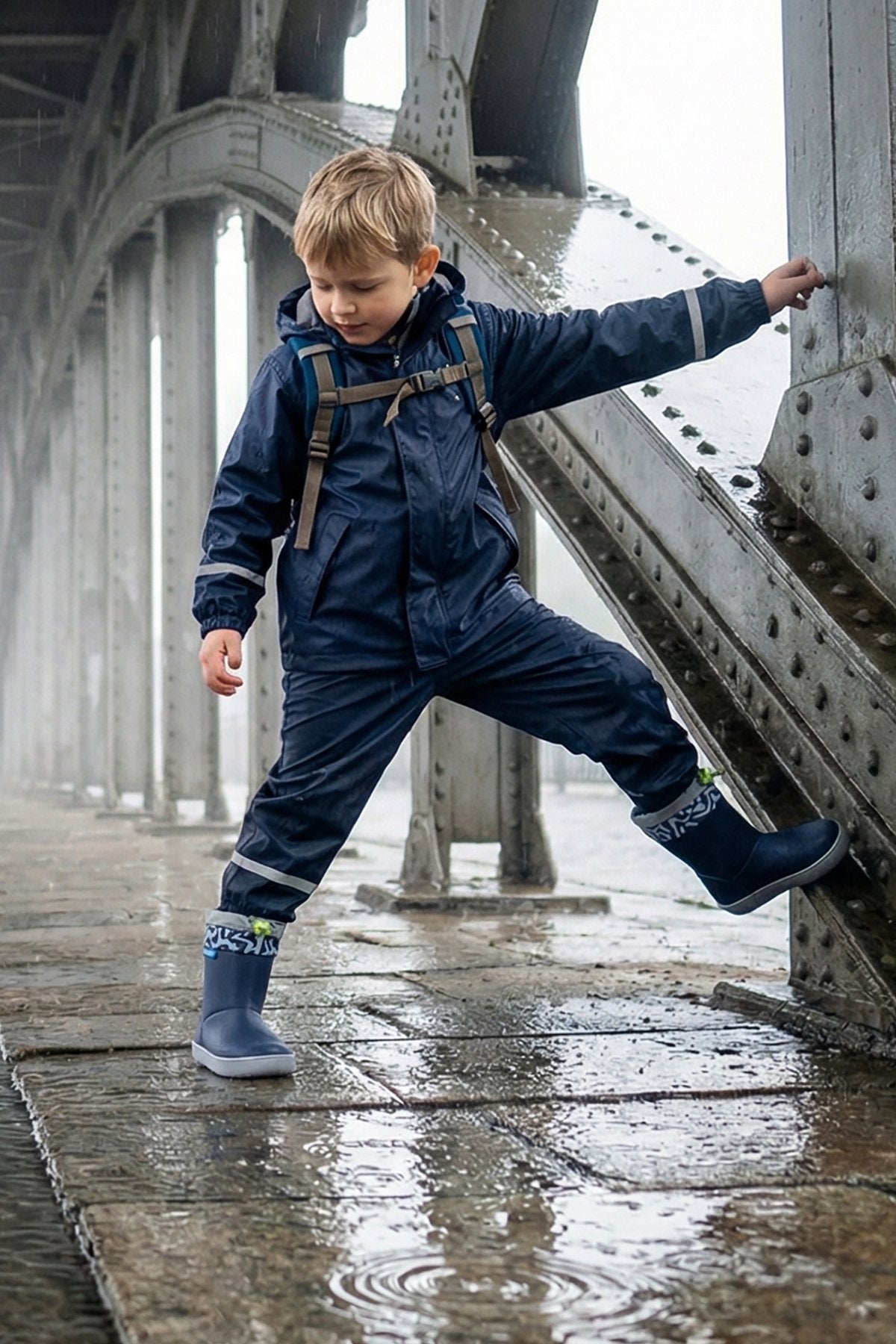 Hopfrög Rain Boots mat lacivert çocuk botu yağmurda kullanım, güvenli adımlar ve barefoot konfor