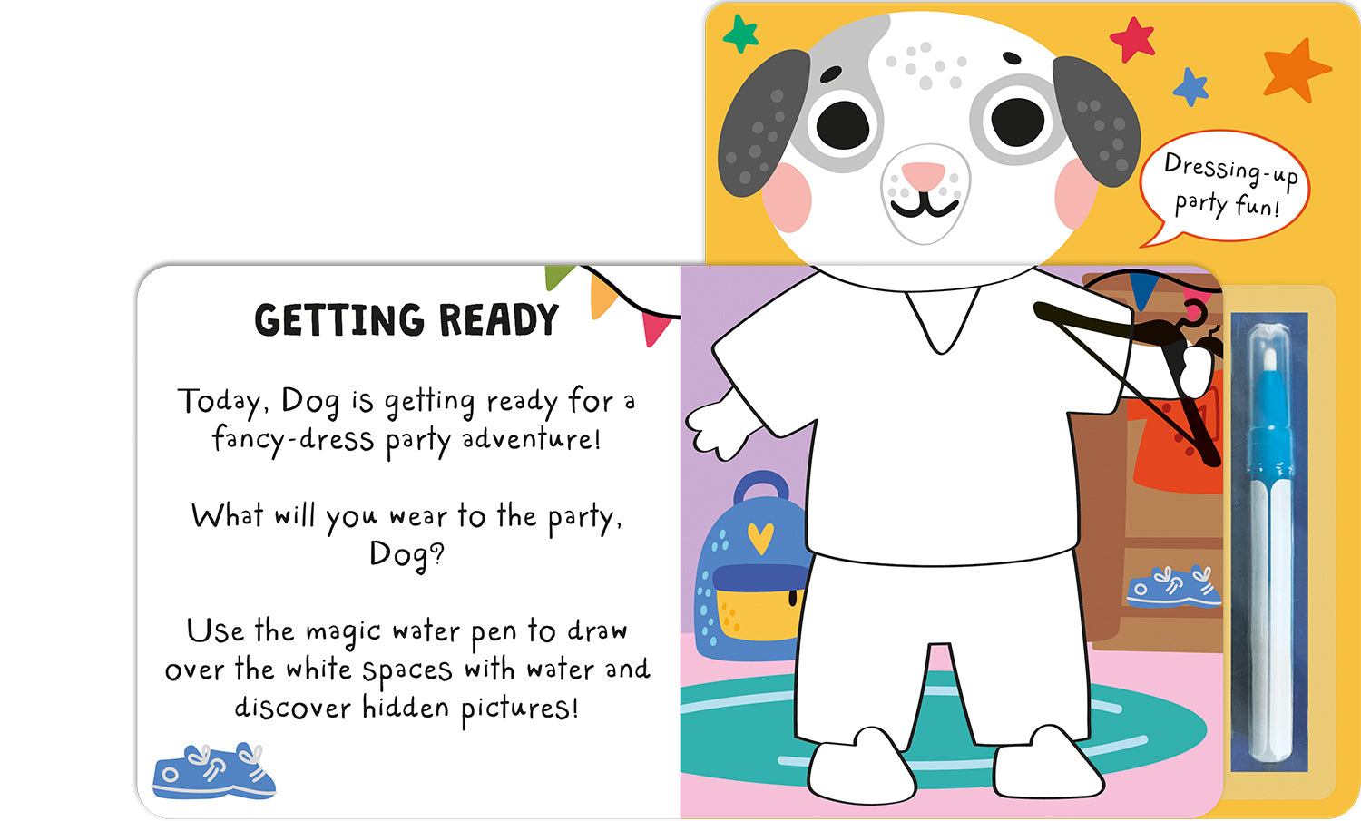 What Will You Wear, Dog? – Suyla Boyanan Kostüm Partisi Kitabı (Magic Water Painting)