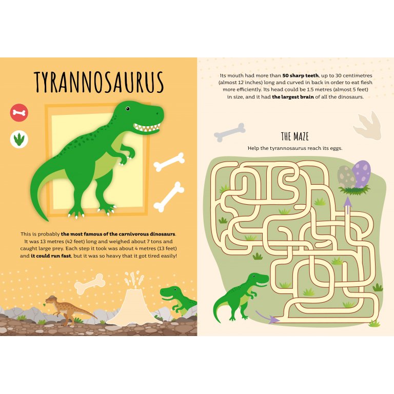 Stickers and Activities: Dinosaurs - Dinozor Temalı Stickerlı Etkinlik Kitabı (3+ Yaş)