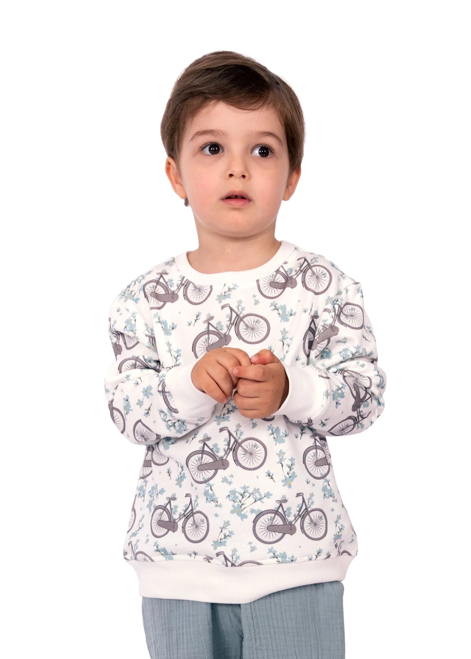 Bisiklet Desenli Baharlık Çocuk Sweatshirt