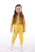 Organik Pamuk Çiçek Baskılı Sarı Kız Çocuk Takım