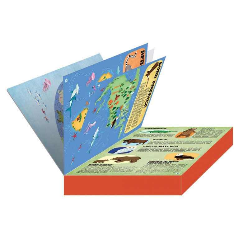 Dünya Hayvanları Kitabı + 200 Parça Puzzle | Kıtaları Keşfet, Hayvanları Tanı | Sassi Junior 6+Yaş