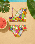 Tuc Tuc Meyve Desenli ve Büzgü Detaylı Bikini