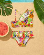 Tuc Tuc Meyve Desenli ve Büzgü Detaylı Bikini