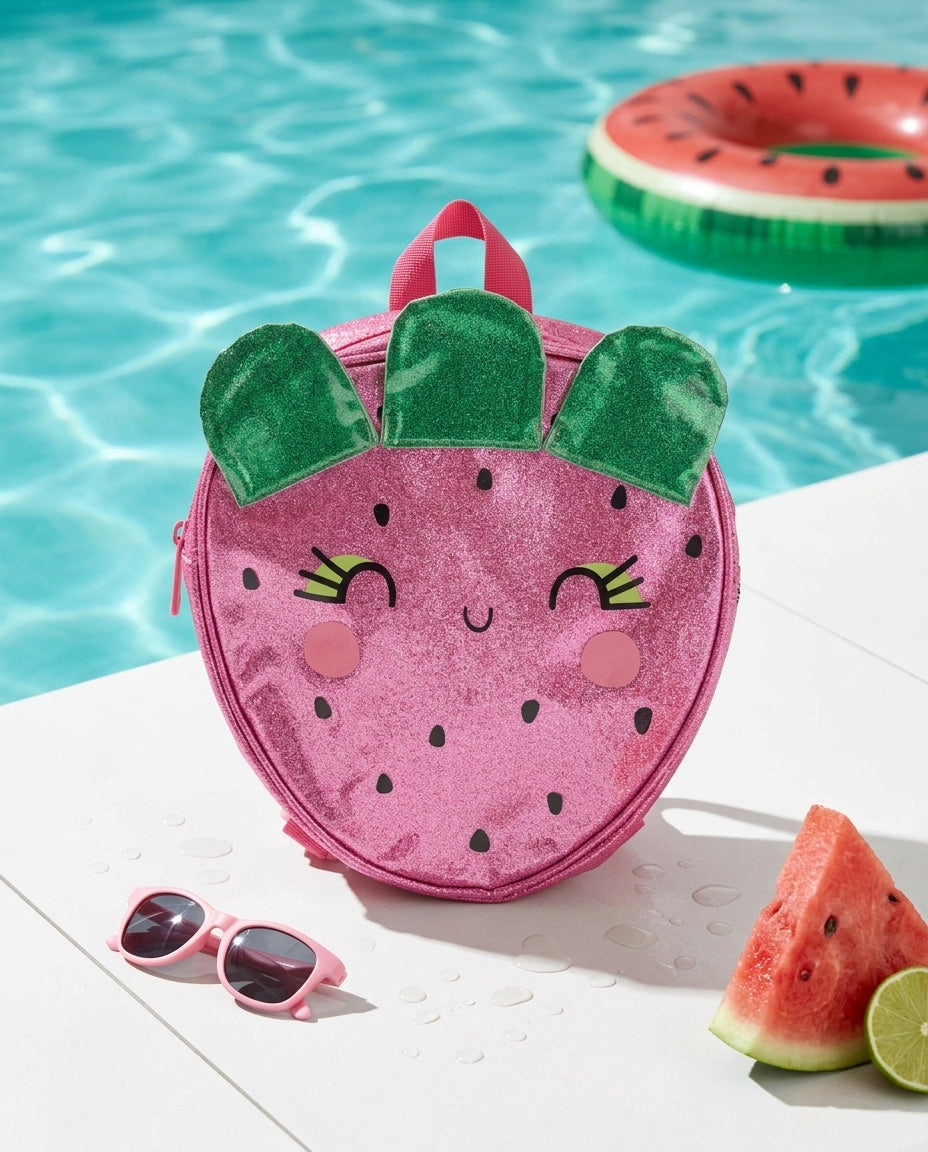 Tuc Tuc Kız Çocuk Çilek Şekilli Simli Sırt Çantası — Pembe Glitter