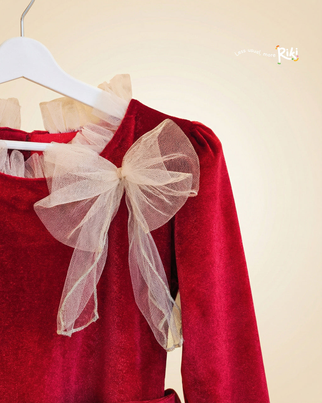 Velvet Bloom  Özel Dikim Kız Çocuk Elbisesi – Kırmızı