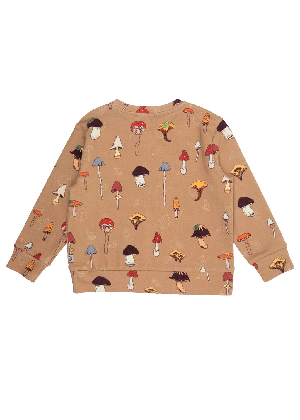 Organik Pamuk Mantar Desenli Kahverengi Unisex Sweatshirt