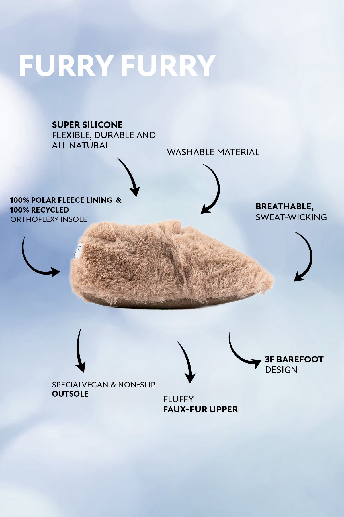 HopFrög Furry Furry Bej Kürk Barefoot Patik - Riki Baby&Kids