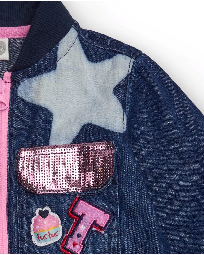 Tuc Tuc Kız Çocuk Denim Elbise – Tül Etekli & Yıldız Aplikeli